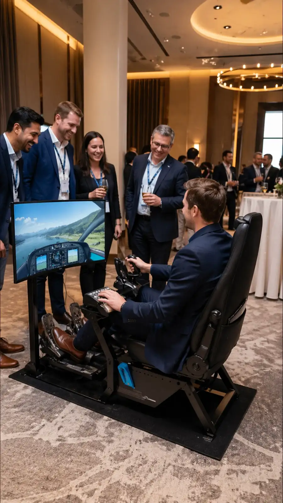 A SIER flight simulator engaging corporate event guests