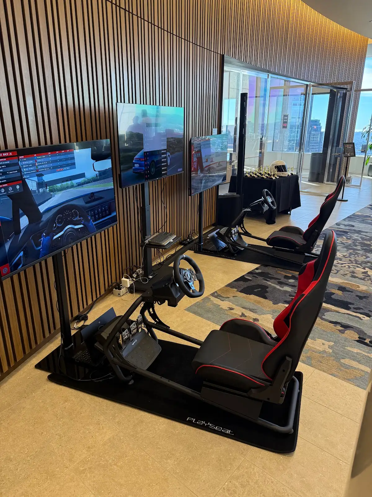 A SIER multi-station racing simulator setup